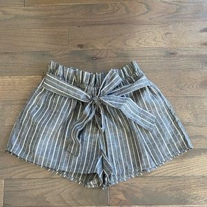 Tie Front Striped Shorts
